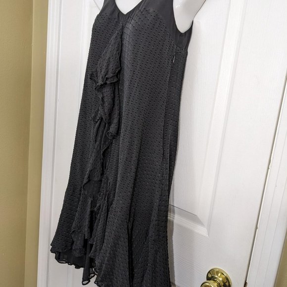 CHLOÉ RARE Black 100% Silk Chiffon Front Ruffle Layered Ruffled Hem Dress - 6 - Picture 5 of 14